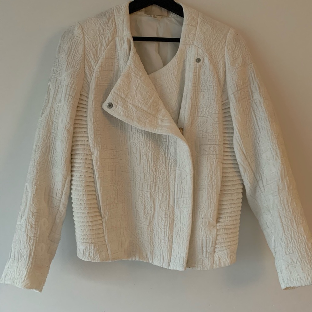 Textured White Motorcycle Jacket